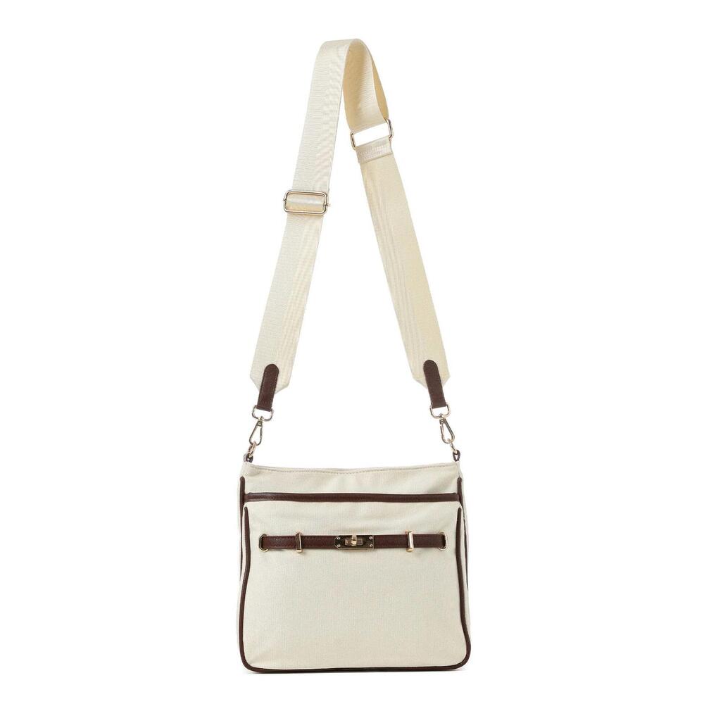 NEW HAUTE SHORE women's kelly crossbody bag in ecru/chocolate